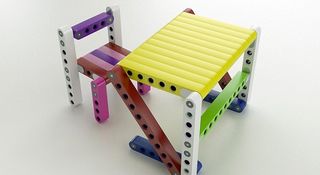 Life size logo blocks let kids build their own furniture